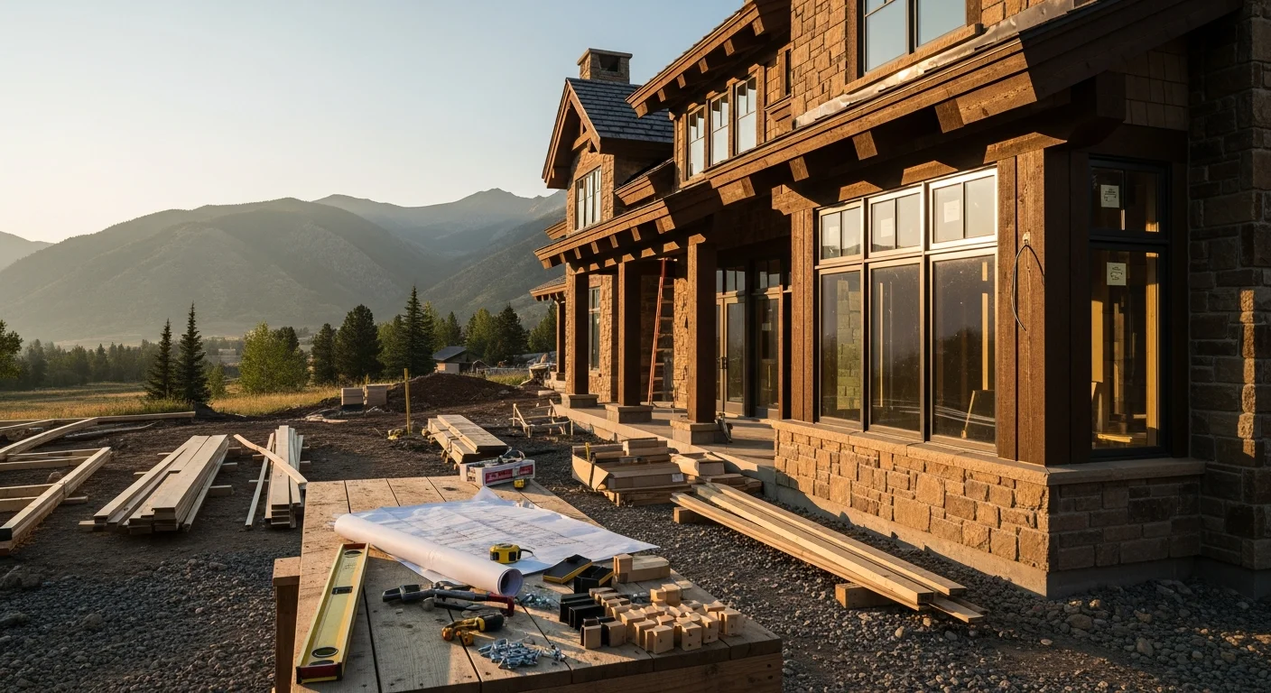 Custom home construction in progress in Roaring Fork Valley